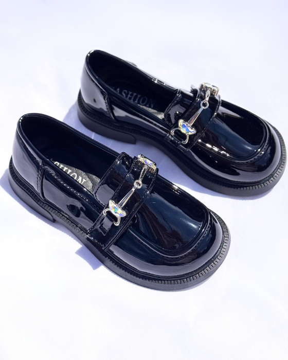Pantofiori eleganti negri cu pietricele, De Școală, de toamna