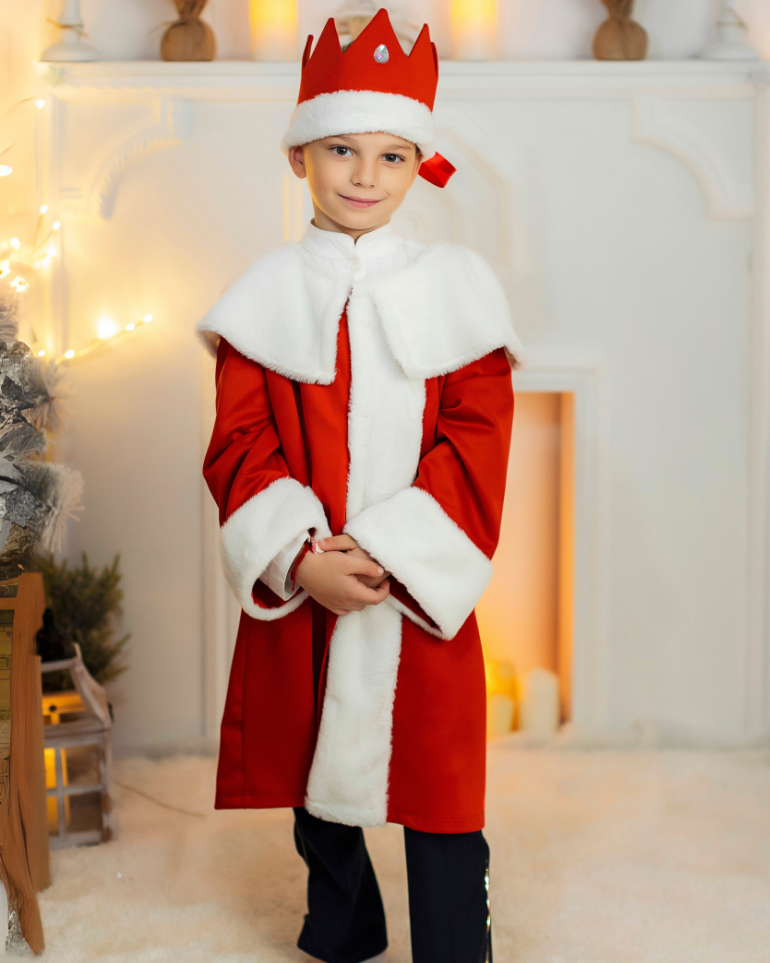 Costum de Mag, Păstor, cu blăniță Albă, Cărămiziu, 2 piese