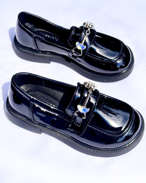 Pantofiori eleganti negri cu pietricele, De Școală, de toamna