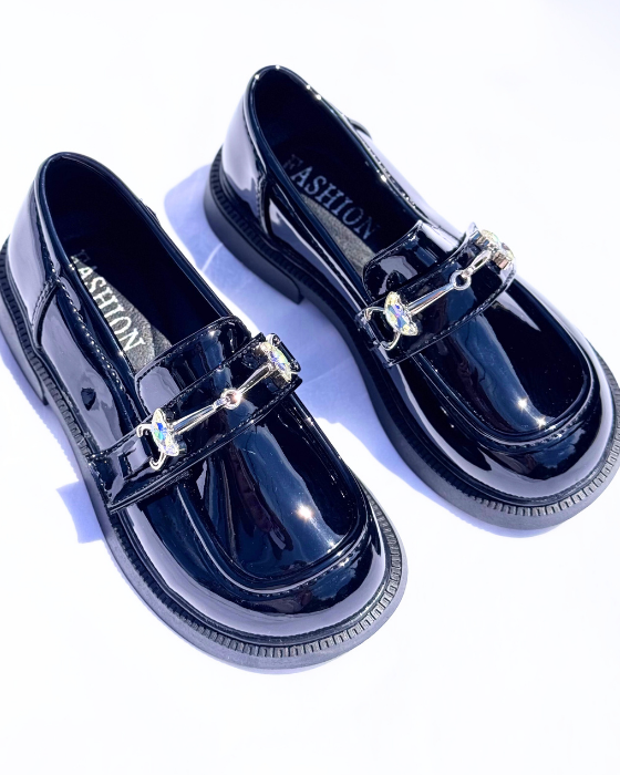 Pantofiori eleganti negri cu pietricele, De Școală, de toamna