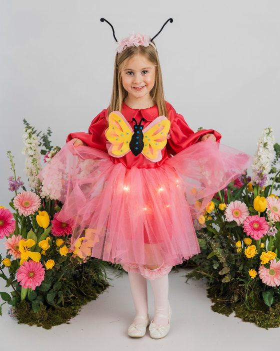 Rochița Fluturaș Roz cu Luminițe, Costum de Halloween Carnaval fetite