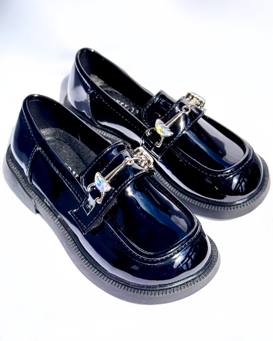 Pantofiori eleganti negri cu pietricele, De Școală, de toamna