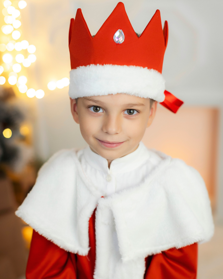 Costum de Mag, Păstor, cu blăniță Albă, Cărămiziu, 2 piese