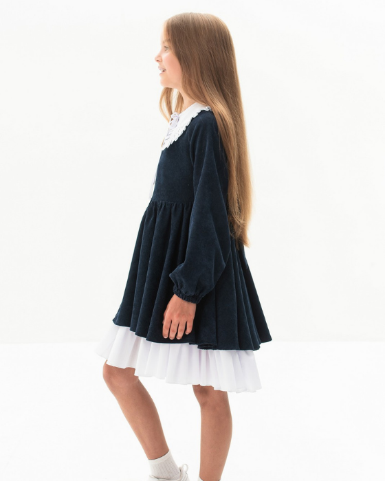 Rochiță Aster, de Școală, Premium Bleumarin