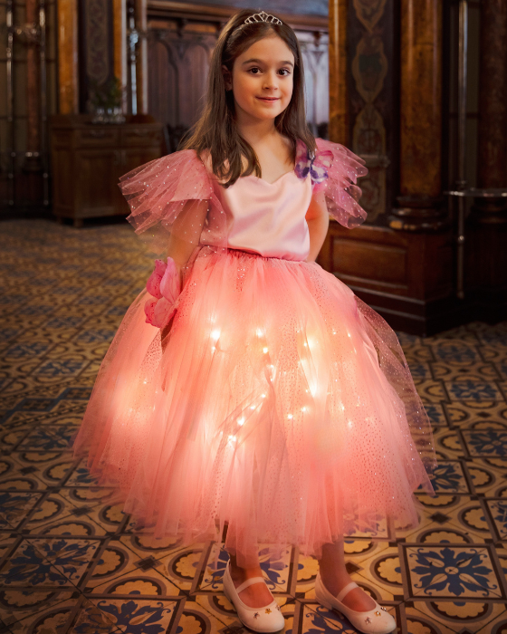 Fustița cu Luminițe Lungă, Roz, Cadou minunat pentru fetițe