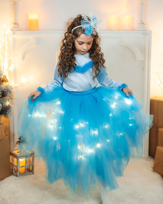 Compleu Bleu, 2 piese de printesa, tematica costum carnaval serbare