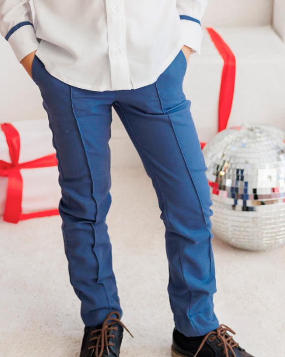 Pantaloni Bleu pentru Băieți din in, pentru evenimente de Vară