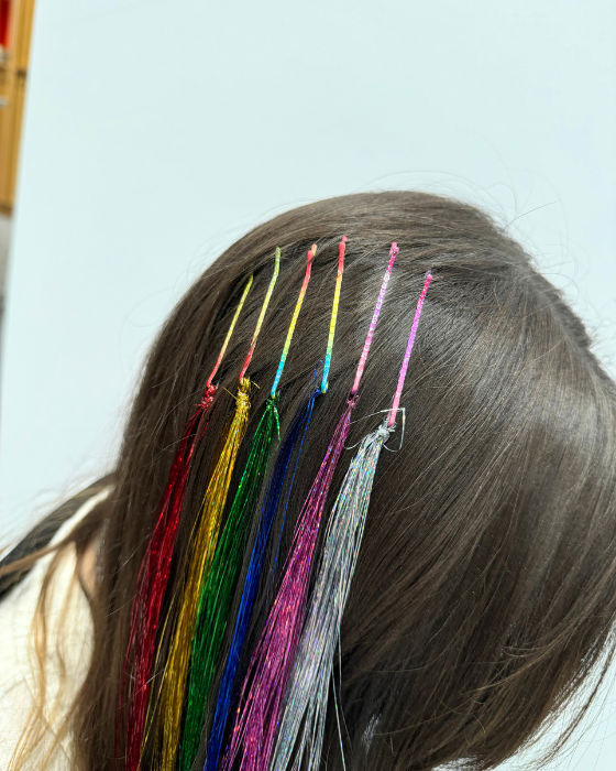 Șuvițe cu agrafe Curcubeu cu Sclipici