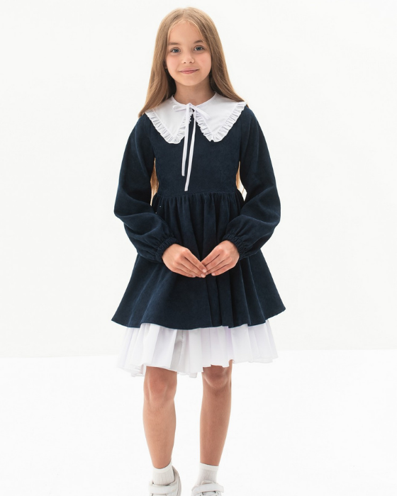 Rochiță Aster, de Școală, Premium Bleumarin