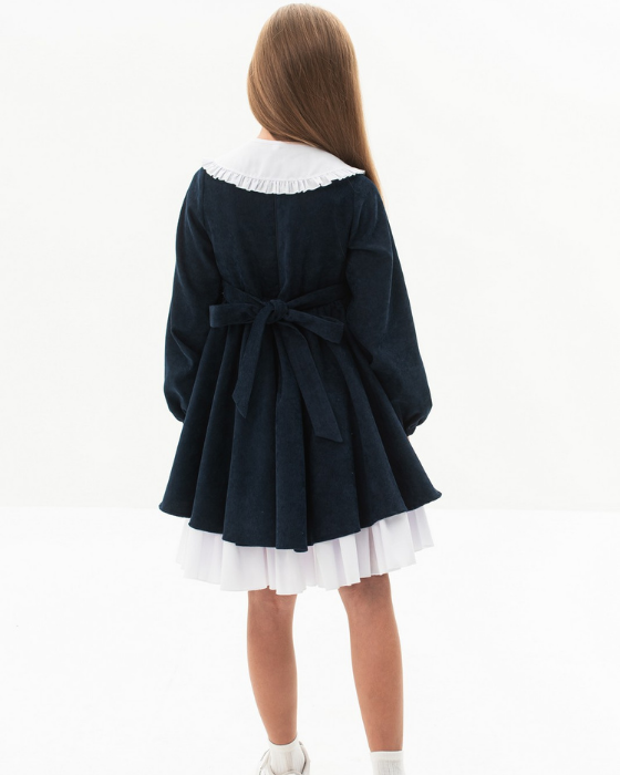Rochiță Aster, de Școală, Premium Bleumarin