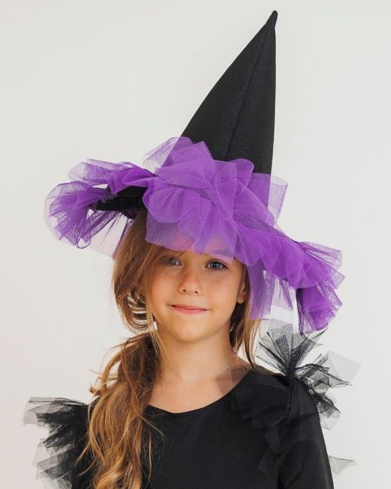 Costum de Halloween Vrajitoare Mov, 4 Piese, pentru fetițe