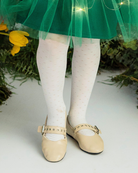 Dresuri Albe de Școală cu Buline Soft