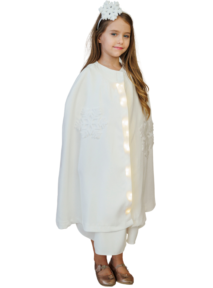 Costum Fulg de nea cu Luminițe, Pelerină + Bentită, de Fetiță