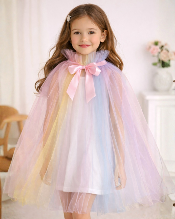 Pelerină Curcubeu de Tulle pentru Fetite, Primavara