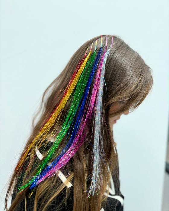 Șuvițe cu agrafe Curcubeu cu Sclipici