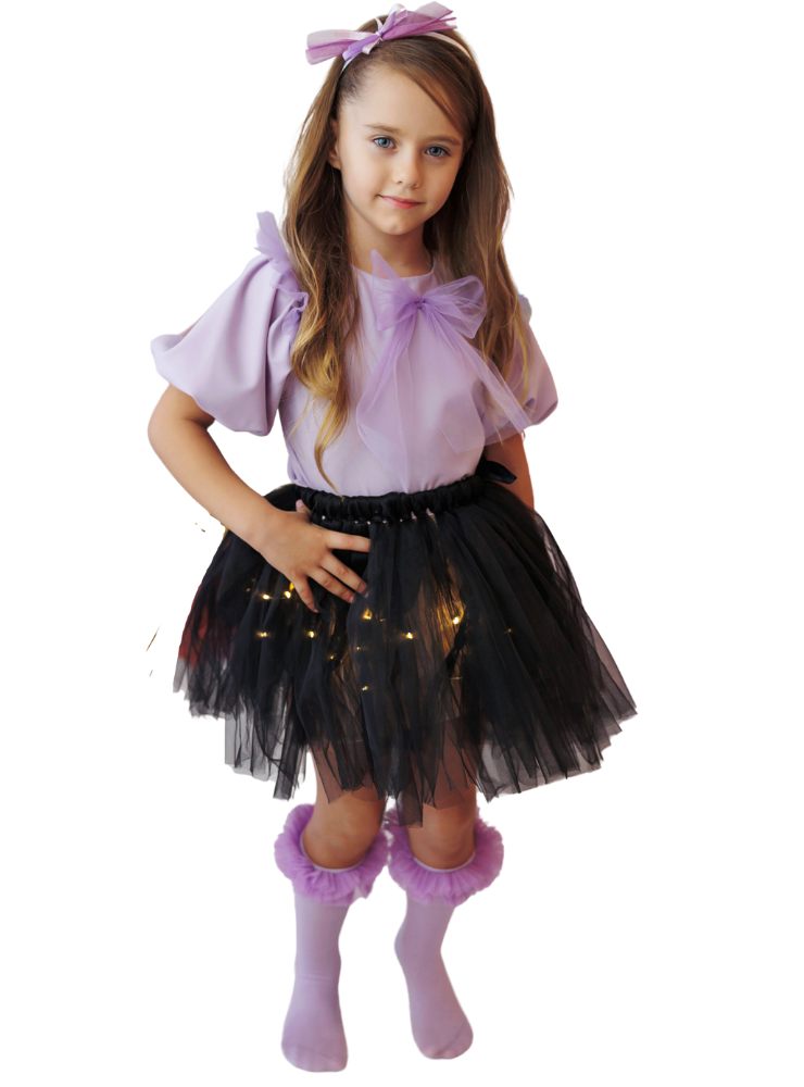 Fustița cu Luminițe, Neagră, Tulle Fin