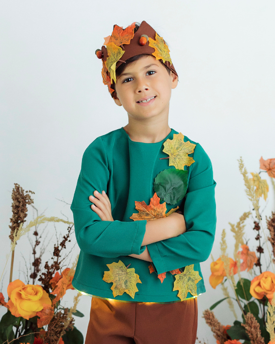 Bluză Regele Toamnei, cu Frunze, Serbare Toamnă, verde
