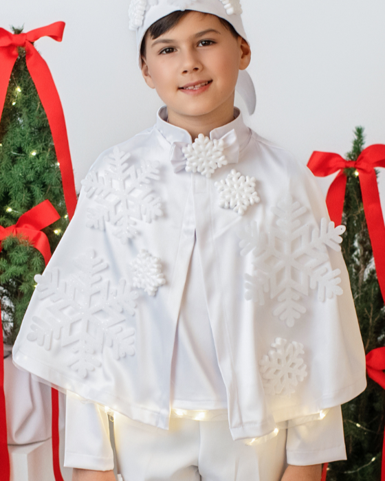 Costum Fulg 2 piese, ALB , pelerina + coroana FULG