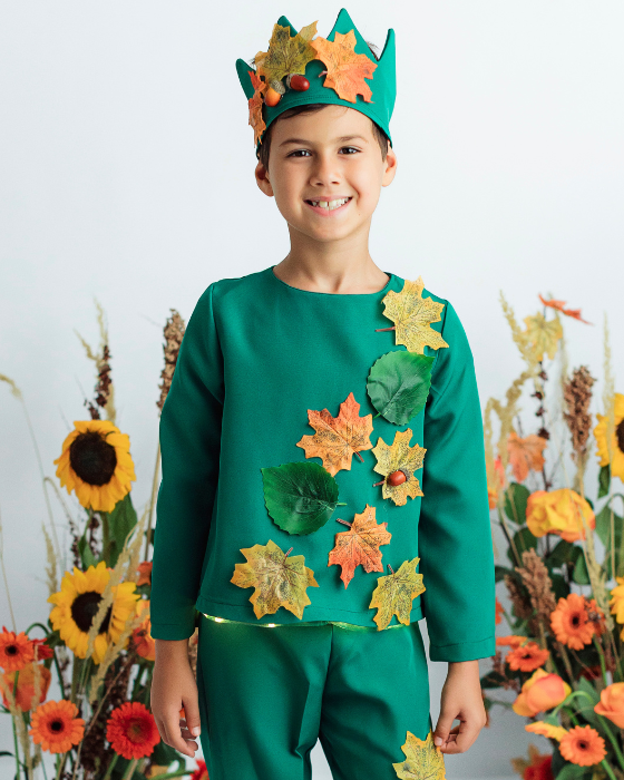 Bluză Regele Toamnei, cu Frunze, Serbare Toamnă, verde