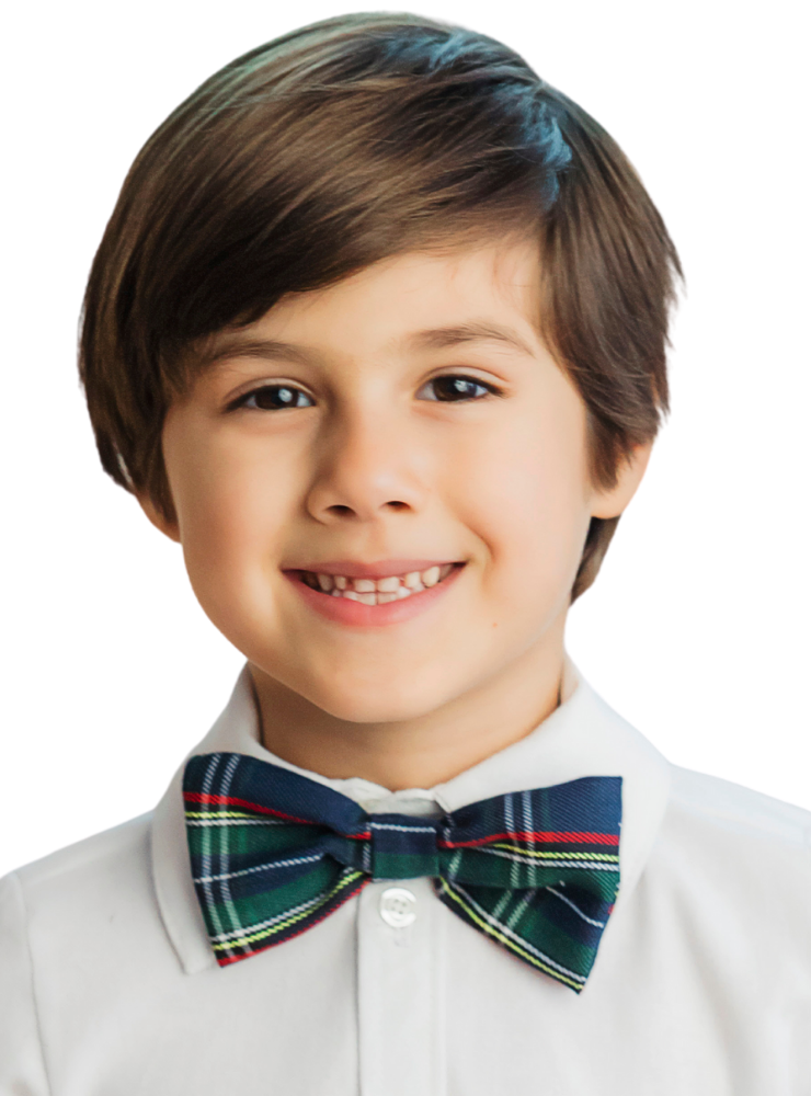 Green Checkered Bow Tie, for Boys, School