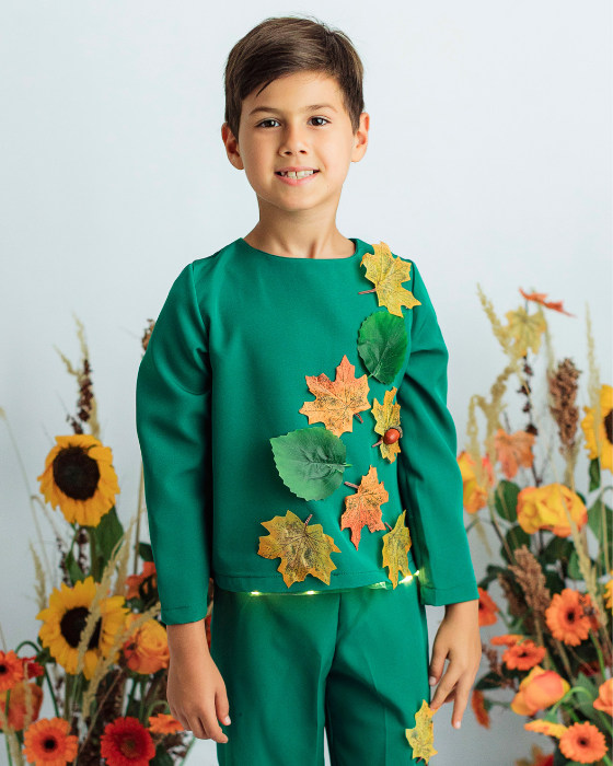 Bluză Regele Toamnei, cu Frunze, Serbare Toamnă, verde