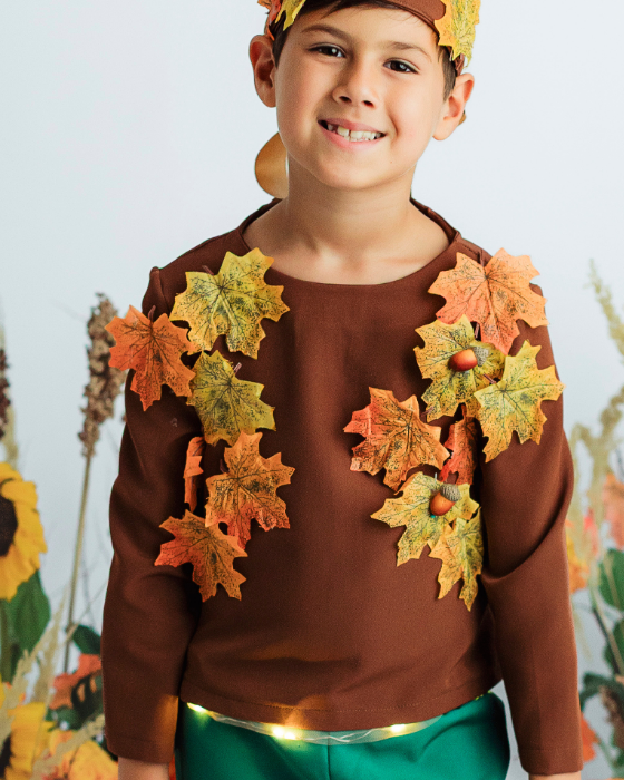 Bluză Regele Toamnei, cu Frunze, Serbare Toamnă, maro