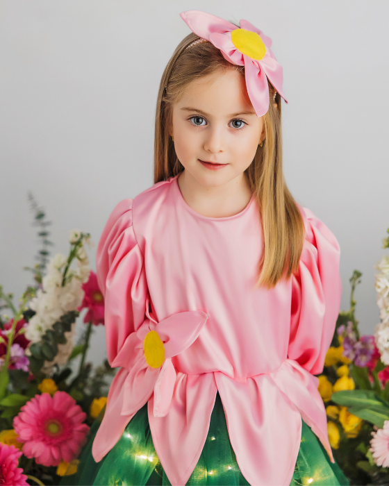 Rochița Floare Roz cu Luminițe, Serbare Primăvară