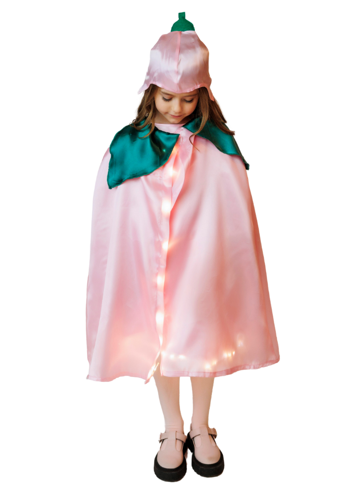 Costum cu Luminițe, Floare Roz (BUJOR, Trandafir, Zambilă, Panseluță, Zâna Verii), 2 Piese