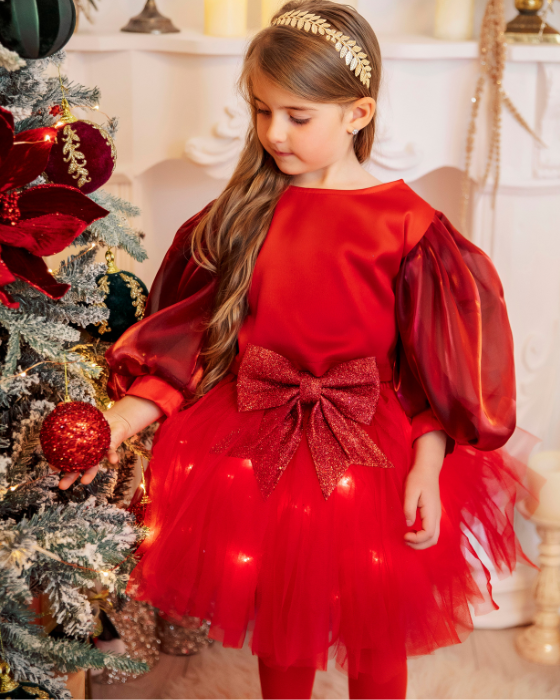 Compleu Roșu, Fustiță + Bluziță de Craciun