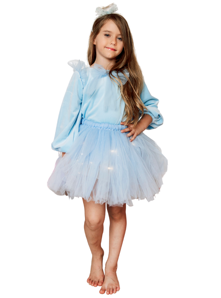 Compleu Fustiță+Bluziță+Bentiță, Prințesa Bleu