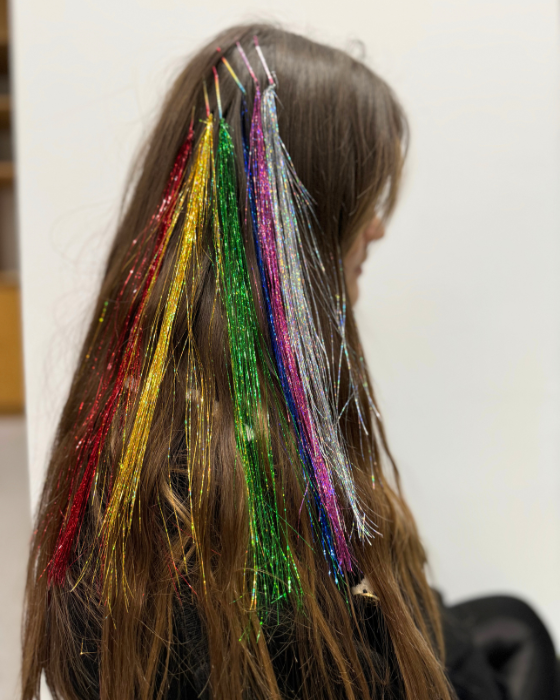 Șuvițe cu agrafe Curcubeu cu Sclipici