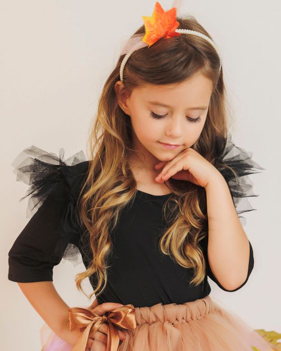 Body cu Tulle Negru, pentru Serbare, Zana Toamnei / Halloween