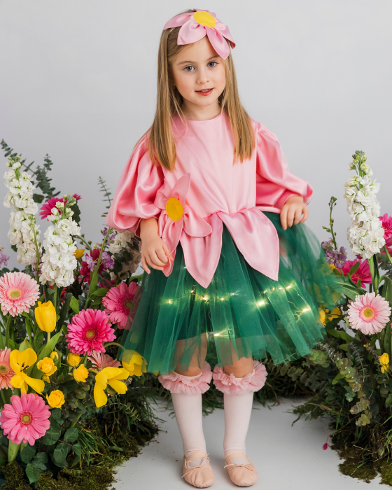 Rochița Floare Roz cu Luminițe, Serbare Primăvară