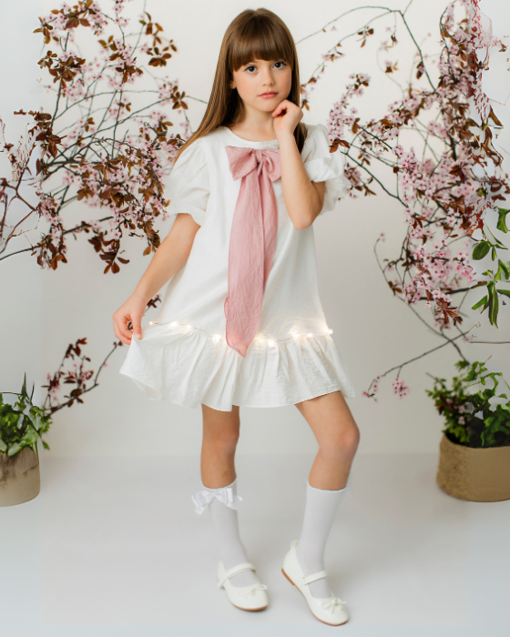 Delicate White Linen School/Kindergarten Dress