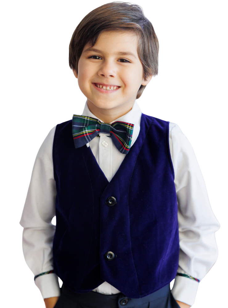 Vestă de Catifea Bleumarin, pentru Băieți, De Școală