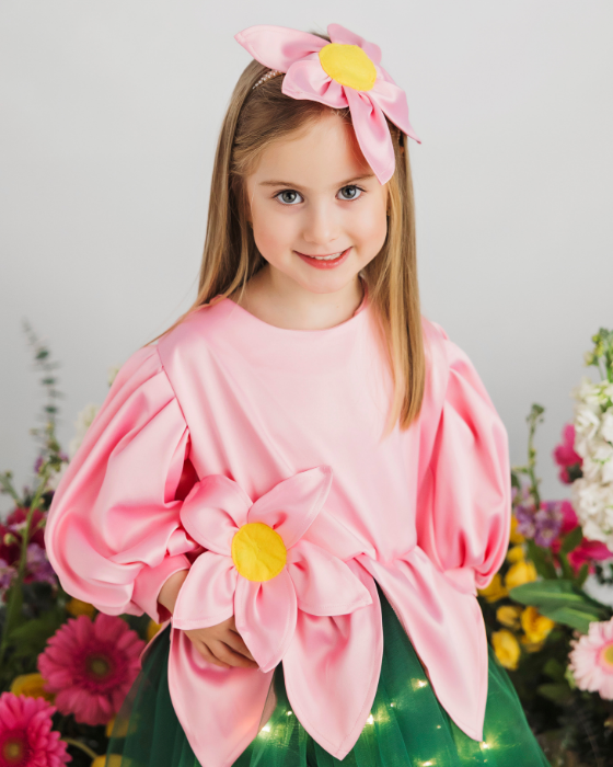 Rochița Floare Roz cu Luminițe, Serbare Primăvară