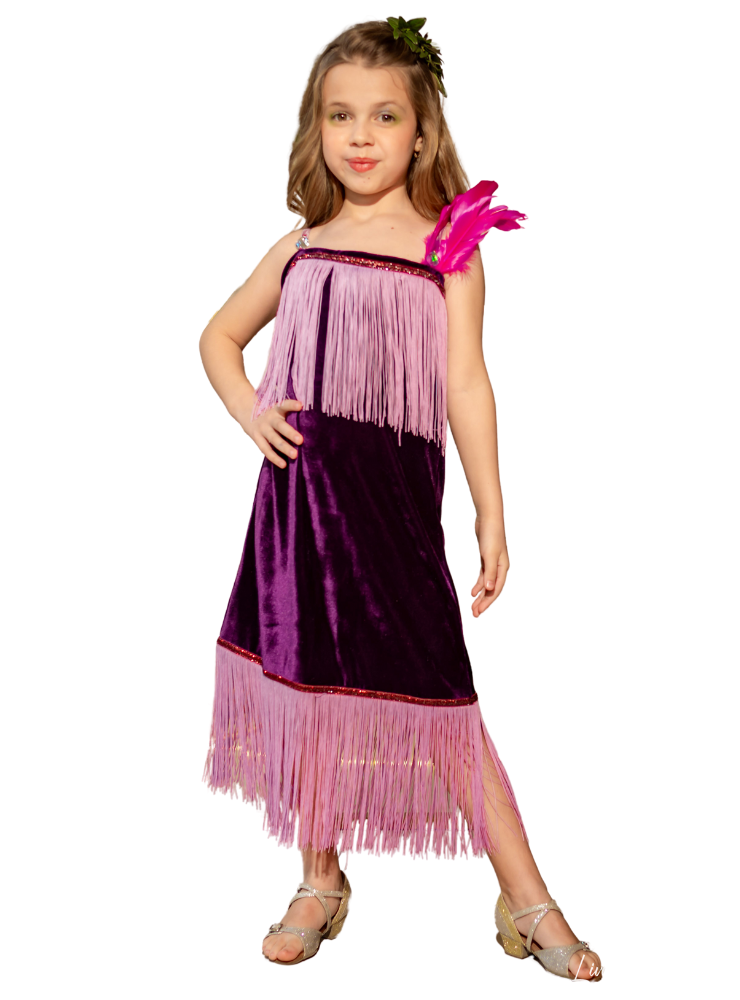 Rochița de Dans Modern, Superbă cu Franjuri și Pene Premium