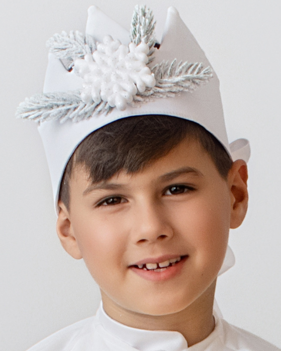 Costum Fulg 2 piese, ALB , pelerina + coroana BRAD