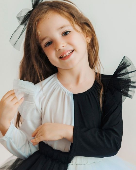 Body Alb Negru de Halloween, costum fetite