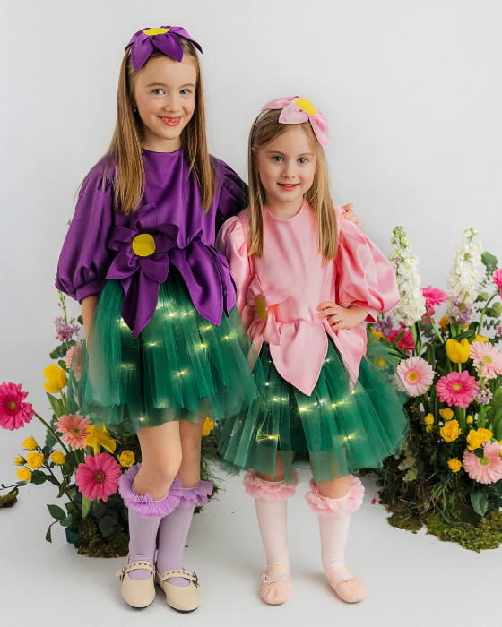 Rochița Floare Roz cu Luminițe, Serbare Primăvară