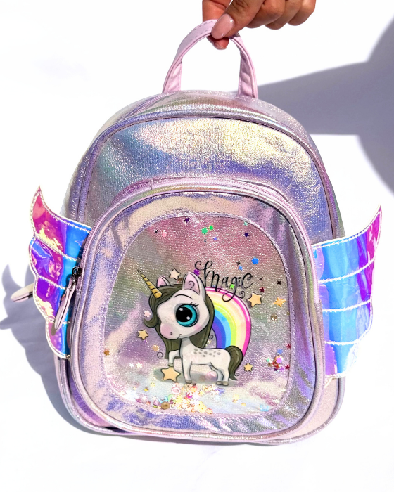 Ghiozdanel Lila Unicorn cu aripi