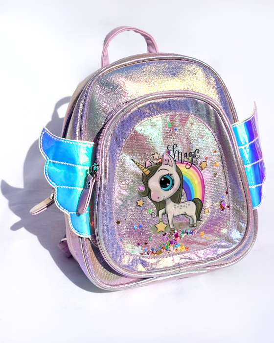 Ghiozdanel Lila Unicorn cu aripi