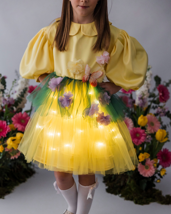 Rochița Pajiște cu flori de Primăvară cu Luminițe, Serbare Toamnă