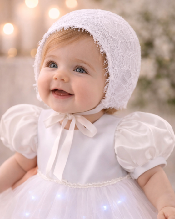 Christening Set, Dress + Bonnet
