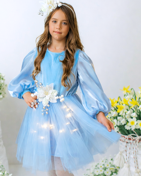 Rochiță cu Luminițe Bleu de Primăvară