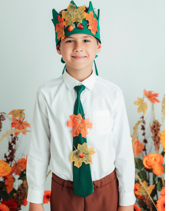 Cravată Cu Frunze, Verde,  Regele Toamnei, Serbare