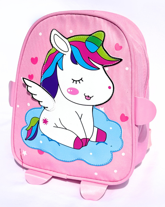 Ghiozdănel mare textil cu Unicorn Roz