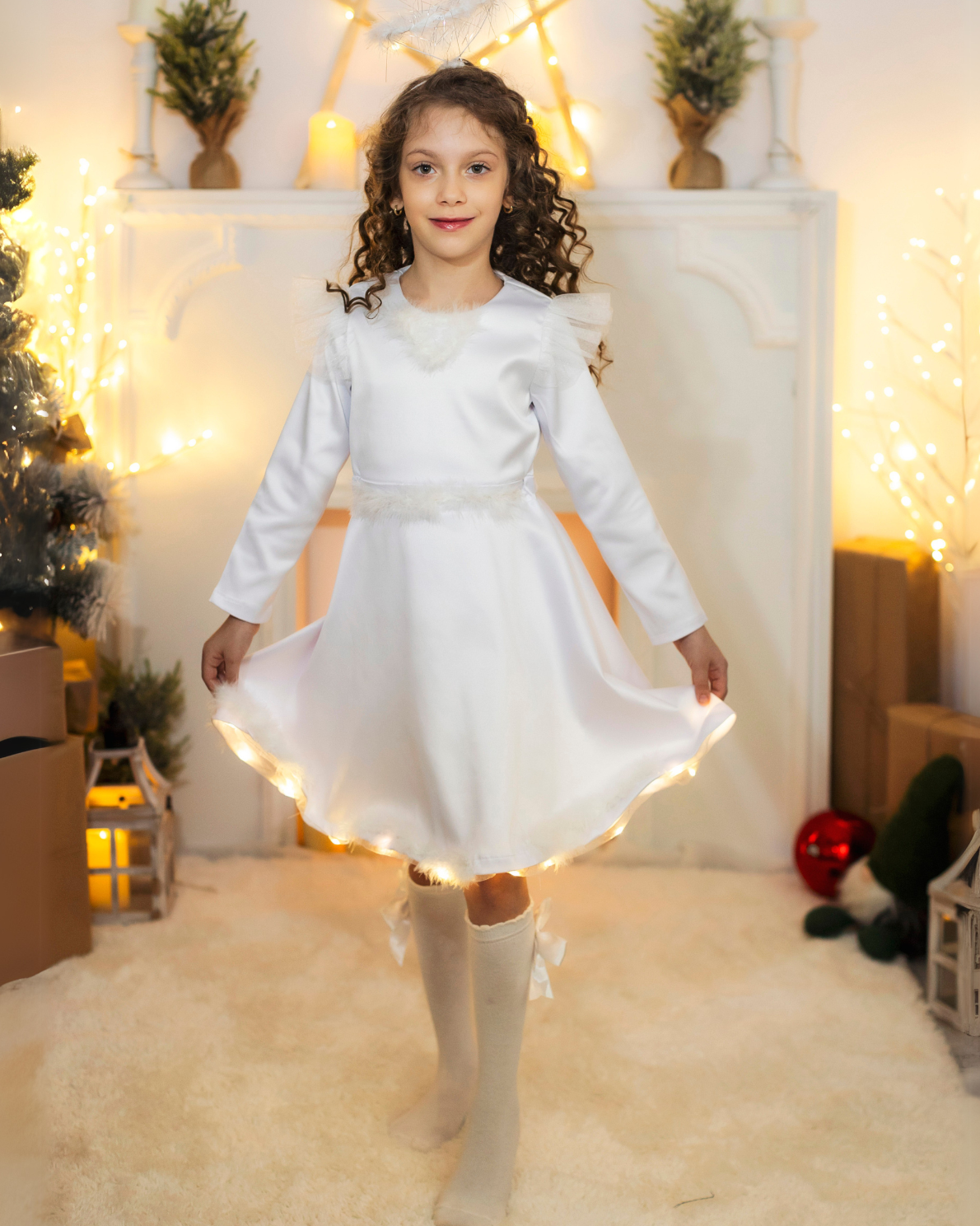 Sparkle Dress, White, Angel/Snowflake