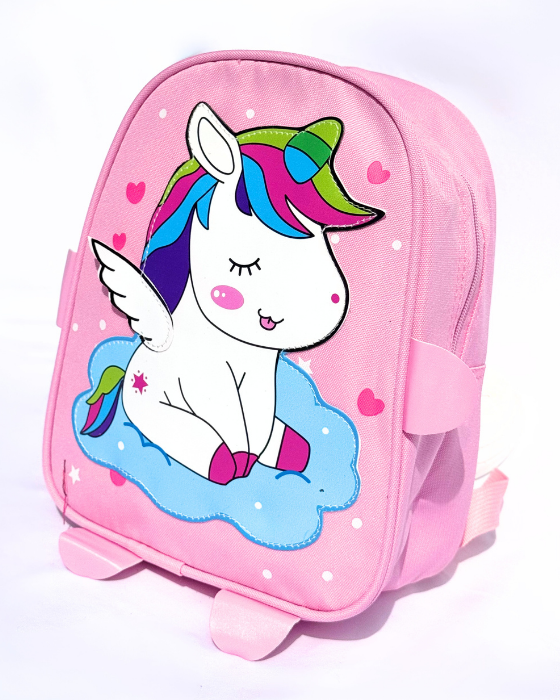 Ghiozdănel mare textil cu Unicorn Roz