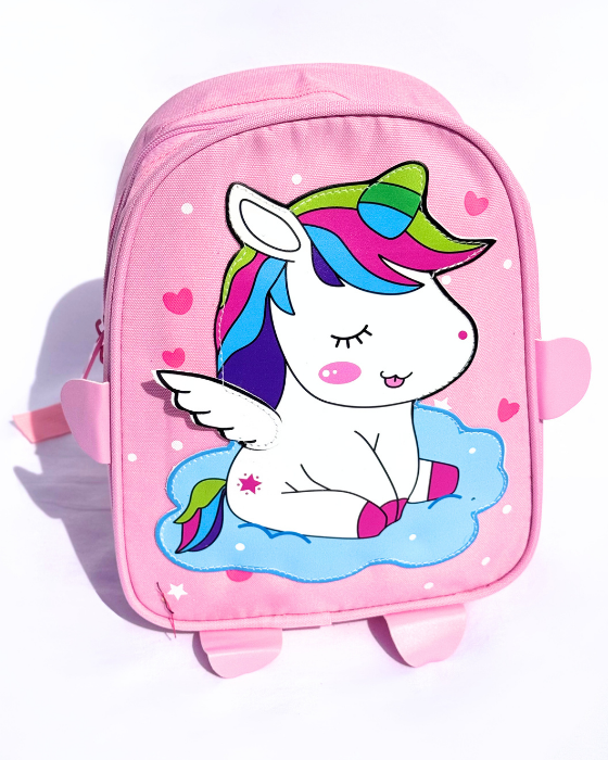 Ghiozdănel mare textil cu Unicorn Roz